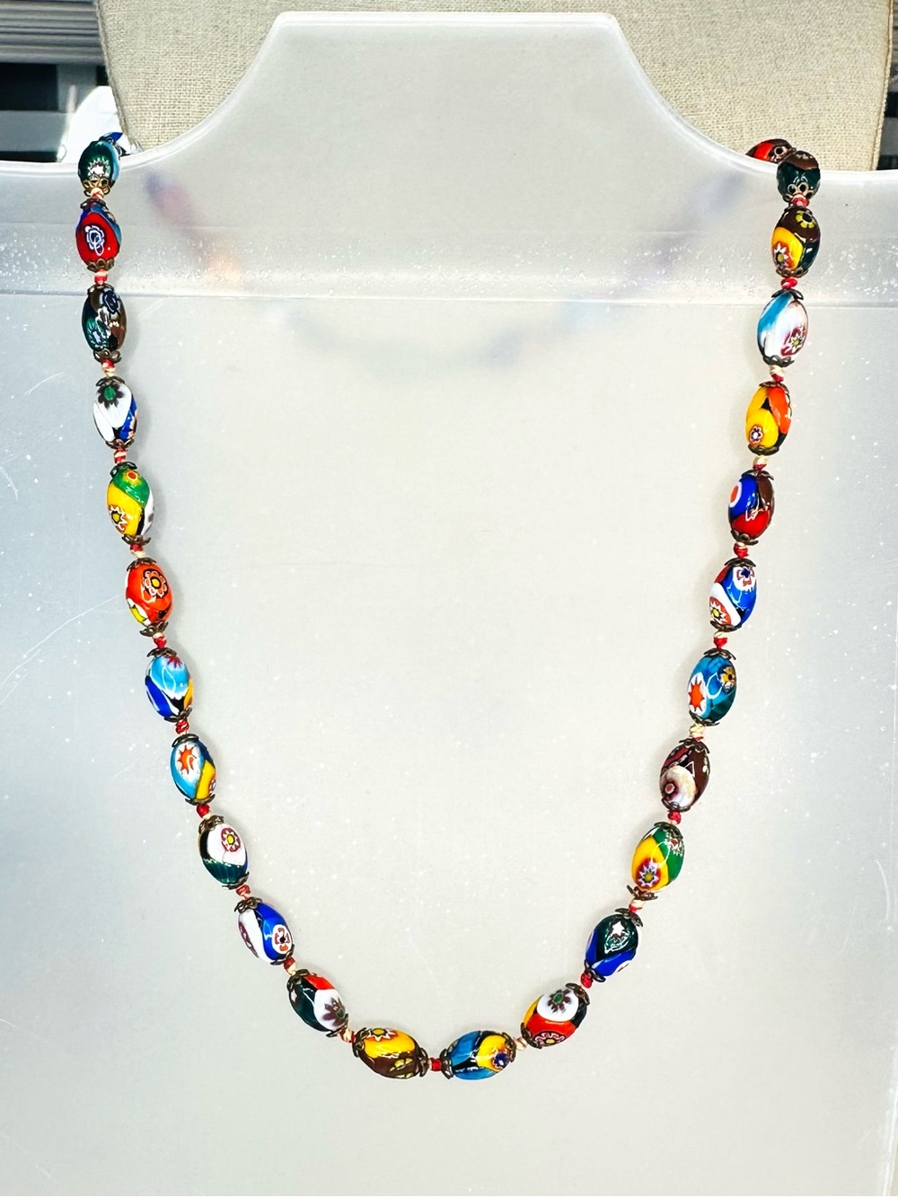 Handcrafted Multicolor Millefiori Glass Bead Necklace - Women Jewelry